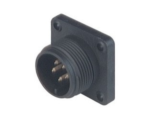 HIRSCHMANN  932843100   CM 02 E 14S-5 P; Surface mounted connector, with flange, with solder bucket, 5 contacts, MIL-C 5015 bzw. VG 95 342, black housing, 10A 50V AC/DC