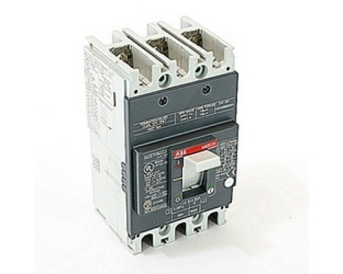 ABB  A1N090TW   3 pole, 90 amps rated at 240V AC and 250V DC, fixed trip point molded case circuit breaker, with a thermal magnetic trip device and 25kA at 240V AC and 10kA at 250V DC interrupt current rating