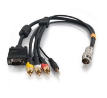 C2G  CG60020  CG60020                 Multi-Format Flying Lead, VGA Male/3.5 MM Stereo Male/RCA Composite Video Male/RCA Stereo Audio Male to RapidRun 15-Pin Male, 30 Volt, 24/28 AWG Tinned Copper, 6’ Length, Black