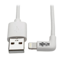 TRIPP LITE M100-003-LRA-WH         Right-Angle USB-A to Lightning Sync/Charge Cable, MFi Certified - White, M/M, USB 2.0, 3 ft. 0.91 m