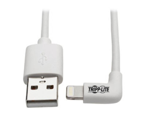 TRIPP LITE M100-003-LRA-WH         Right-Angle USB-A to Lightning Sync/Charge Cable, MFi Certified - White, M/M, USB 2.0, 3 ft. 0.91 m