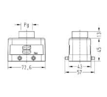 HARTING  09300101421  9300101421   Han B Hoods: Han B Hood Top Entry LC 4 Pegs PG 16