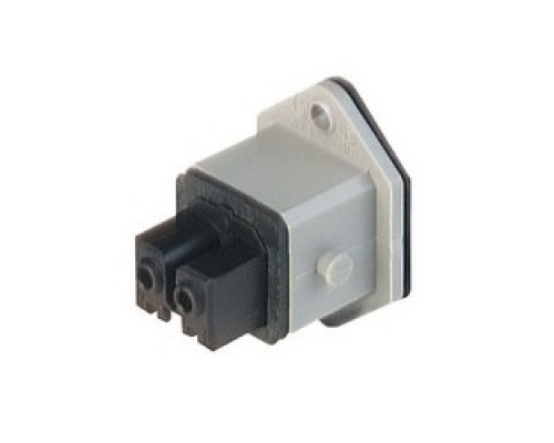 HIRSCHMANN  932047106   STAKEI 200 grey; Panel-mounted Socket with coding slot and added gasket, 2 contacts + PE, female, 16A AC, 10A DC, 250V AC/DC