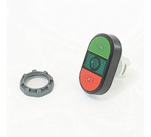 ABB  MPD3-11G   Modular green and red illuminated double pushbutton with ON/OFF markings, green indicator light and 22mm mounting