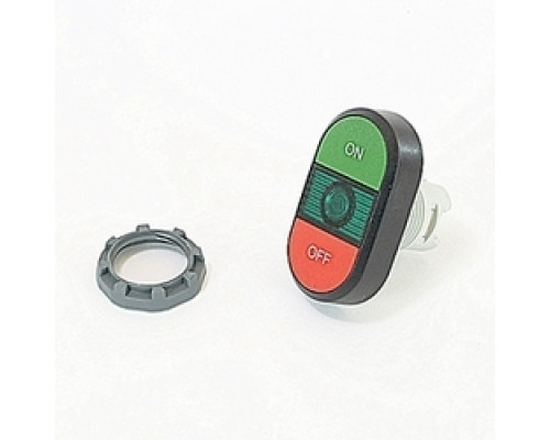 ABB  MPD3-11G   Modular green and red illuminated double pushbutton with ON/OFF markings, green indicator light and 22mm mounting