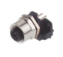 HIRSCHMANN 933279200  EF12L4 Au; Vertical Appliance Socket for combined front panels and circuit board installation with 2 metal screws, 2 x O-rings, 4 contacts, female, IEC 61076-2-101 Ed. 1 / IEC 60947-5-2, metallic housing, 4A 150V AC/DC