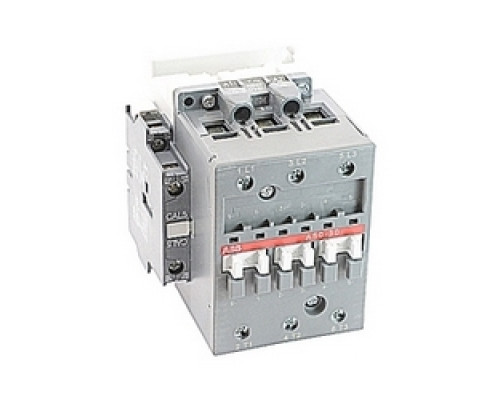ABB  A50-30-11-34   3 pole, 55 amp, non-reversing across the line contactor with 208V AC coil and 1 NO and 1 NC auxiliary contacts