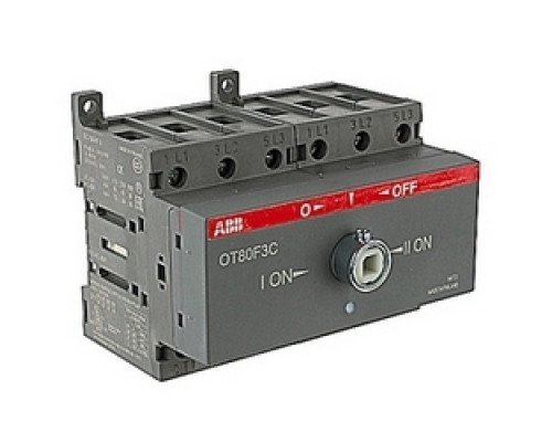 ABB  OT80F3C   3 pole, 80 amps rated at 600 V AC, UL 98, double throw open non-fusible disconnect switch