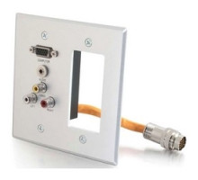 C2G  CG60042  CG60042                 Multi-Format Wallplate, HD15 VGA Female/3.5 MM Stereo Female/RCA Female to RapidRun 15-Pin DIN Male, 24 AWG Tinned Copper, Brushed Aluminum