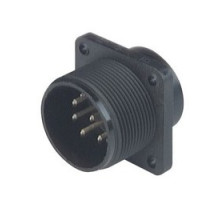 HIRSCHMANN  932845100   CM 02 E 20-7 P; Surface mounted connector, with flange, with solder bucket, 8 contacts + PE, MIL-C 5015 bzw. VG 95 342, black housing, 10A 50V AC/DC