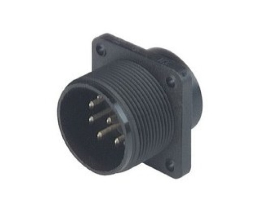 HIRSCHMANN  932845100   CM 02 E 20-7 P; Surface mounted connector, with flange, with solder bucket, 8 contacts + PE, MIL-C 5015 bzw. VG 95 342, black housing, 10A 50V AC/DC