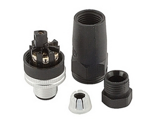 ABB  2TLA020055R1700   8 pole M12 male field retro-fittable connector with screw terminals for connecting wires, cable diameter range 2.5 to 6.5 mm