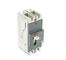 ABB  A1N090TW-2   2 pole, 90 amps rated at 240V AC and 250V DC, fixed trip point molded case circuit breaker, with a thermal magnetic trip device and 25kA at 240V AC and 10kA at 250V DC interrupt current rating