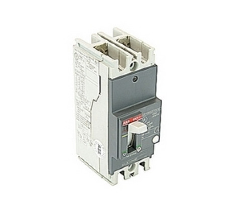 ABB  A1N090TW-2   2 pole, 90 amps rated at 240V AC and 250V DC, fixed trip point molded case circuit breaker, with a thermal magnetic trip device and 25kA at 240V AC and 10kA at 250V DC interrupt current rating
