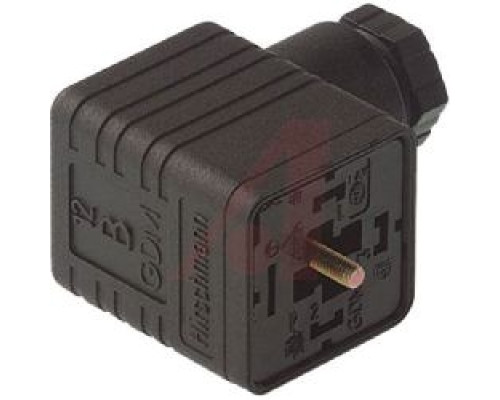 HIRSCHMANN 927801118  Rectangular Connector, GDM 2009 J 1N4007, Valve, Type A, 2C + Ground, Black, 5-10mm UL