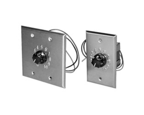 QUAM-NICHOLS COMPANY  QC100                 100W, 10-step, Attenuator, 2-gang, Stainless Steel Faceplate, Embossed Positions