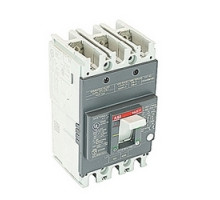 ABB  A1N015TW   3 pole, 15 amps rated at 240V AC and 250V DC, fixed trip point molded case circuit breaker, with a thermal magnetic trip device and 25kA at 240V AC and 10kA at 250V DC interrupt current rating