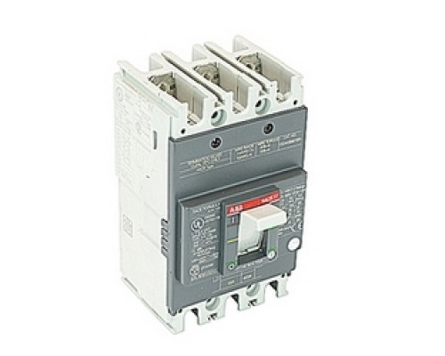 ABB  A1N015TW   3 pole, 15 amps rated at 240V AC and 250V DC, fixed trip point molded case circuit breaker, with a thermal magnetic trip device and 25kA at 240V AC and 10kA at 250V DC interrupt current rating
