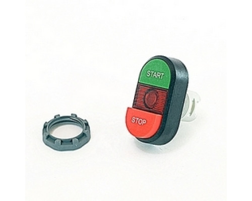 ABB  MPD15-11R   Modular green and red illuminated double pushbutton with START/STOP markings, red indicator light and 22mm mounting