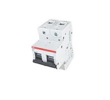 ABB  S802S-B10   2 pole, 10 amps rated at 690 V AC, IEC series high performance circuit breaker with thermal-magnetic trip device, B trip curve, and 50kA interrupt current rating