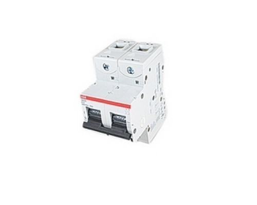 ABB  S802S-B10   2 pole, 10 amps rated at 690 V AC, IEC series high performance circuit breaker with thermal-magnetic trip device, B trip curve, and 50kA interrupt current rating