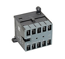 ABB  BC7-30-01-F2.4   3 pole, plus 1 NC auxiliary contact, 16 amp, non-reversing miniature contactor with 24V DC coil and flat pin termination