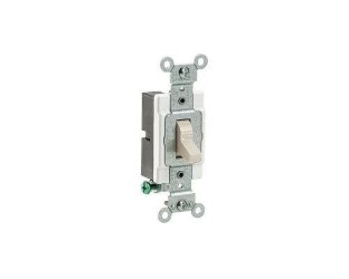 LEVITON  CS120-2T                 20 Amp, 120/277 Volt, Toggle Single-Pole AC Quiet Switch, Commercial Spec Grade, Grounding, Side Wired - Light Almond