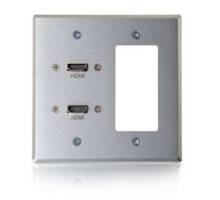 C2G CG60149 CG60149         Optical Runner Wallplate Transmitter, 2-Gang, HDMI Female to RapidRun Optical Female, Aluminum, With 1 Decorative Cutout