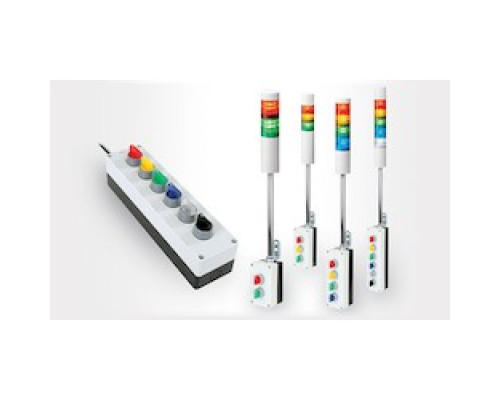 PATLITE USA CORPORATION VSST-LR4-102LJBW-G  2-switch, 3-position control box with LR4-102LJBW on 300mm pole, with power supply