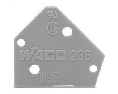WAGO CORPORATION  236-600   End Plate; 1 mm Thick; Snap-fit Type