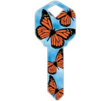 HOWARD KEYS  KW-HK19                 Decorative Key Blank, Kwikset, Butterflies Design