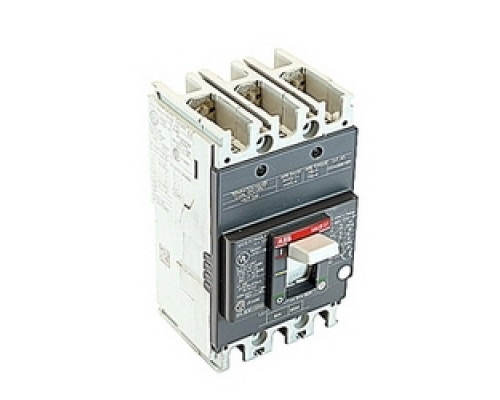 ABB  A1A060TW   3 pole, 60 amps rated at 240V AC and 250V DC, fixed trip point molded case circuit breaker, with a thermal magnetic trip device and 10kA at 240V AC and 5kA at 250V DC interrupt current rating