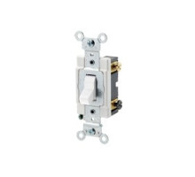 LEVITON  CSB2-2W                 20 Amp, 120/277 Volt, Toggle Double-Pole AC Quiet Switch, Commercial Spec Grade, Grounding, Back & Side Wired - White