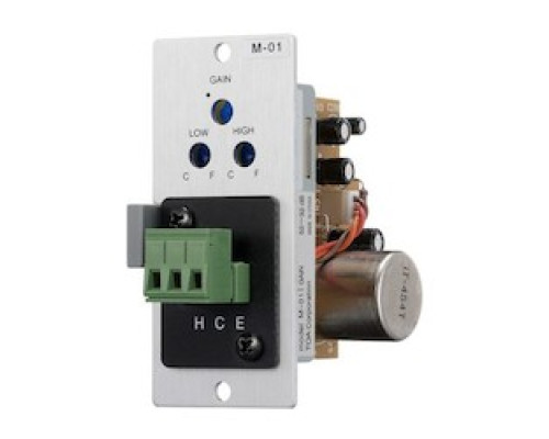 TOA ELECTRONICS INC  M-01M                 Amplifier Microphone Input Module, Male XLR Connector, 24 Volt DC, 9 Milliampere, 600 Ohm, 25 Hertz to 20 Kilohertz, -60 dB 1.38