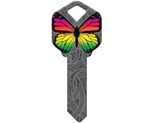 HOWARD KEYS  KW-HK46                 Decorative Key Blank, Kwikset, Rainbow Butterfly Design