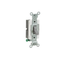 LEVITON  CS120-2GY                 20 Amp, 120/277 Volt, Toggle Single-Pole AC Quiet Switch, Commercial Spec Grade, Grounding, Side Wired, - Gray