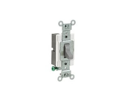 LEVITON  CS120-2GY                 20 Amp, 120/277 Volt, Toggle Single-Pole AC Quiet Switch, Commercial Spec Grade, Grounding, Side Wired, - Gray