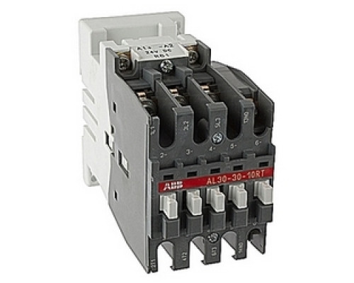 ABB  AL303010RT-81   50 amp ring tongue terminated, 3 pole, DC controlled contactor with 24V AC coil and 1 NO auxiliary contacts