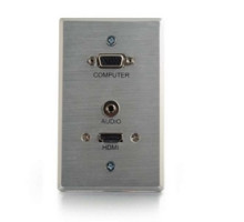 C2G  CG60145  CG60145                 Multi-Format Wallplate, 1-Gang, VGA Female/3.5 MM Stereo Female/HDMI Female to RapidRun 15-Pin Male/HDMI Female, Aluminum