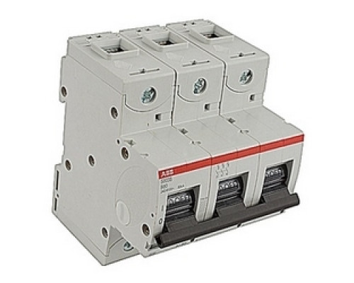 ABB  S803S-B80   3 pole, S800, 80 amp screw terminated miniature circuit breaker with a B tripping characteristic