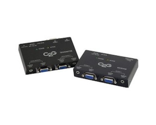C2G  CG29221  CG29221                 VGA to Stereo Audio Over Cat 5 Extender Kit, Short Range, VGA Female to RJ45 Female, 100 to 240 Volt AC Input, 12 Volt/15 Ampere Output, Black