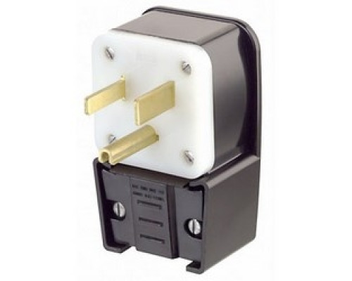 LEVITON  9550-P                 50 Amp, 125 Volt, NEMA 5-50P, 2P, 3W, Plug, Straight Blade, Industrial Grade, Grounding, Angle - Black