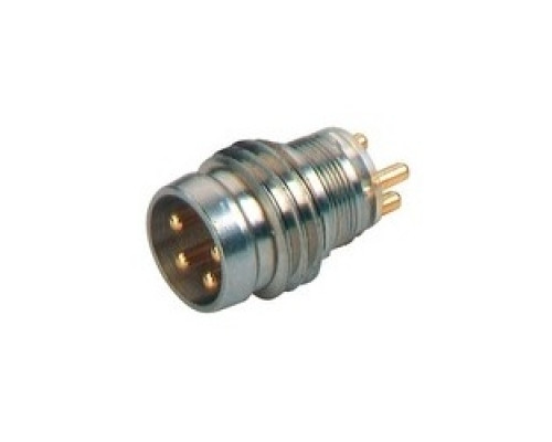 HIRSCHMANN  933393001   ELST 4408 RV KM; Appliance connector for M8 sensors, snap or screw locking, press-in tube mounting, metalcasing, short model, 4 contacts, male, 3A, 30V, solid pins