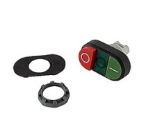 ABB  MPD13-11G   Modular green and red illuminated double pushbutton with I/O markings, green indicator light and 22mm mounting