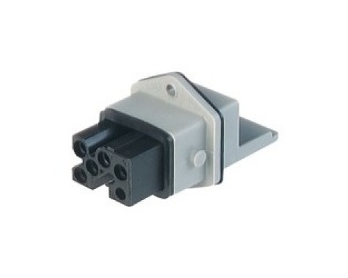 HIRSCHMANN  931694106   STAKEI 5 grey; Panel-mounted connector, not assembled with added contacts and added gasket, 5 contacts + PE, female, DIN 43651, 6A 400V AC / 10A 250V DC, black housing