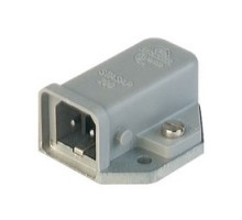 HIRSCHMANN  932046106   STASAP 200 grey; Surface mounted connector with cast baseplate and coding fin, additional sealing for IP 54 necessary, 2 contacts + PE, male, 16A 250 V AC, 10A 250V DC