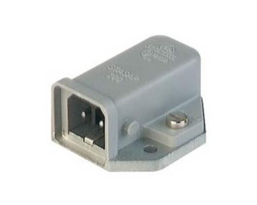 HIRSCHMANN  932046106   STASAP 200 grey; Surface mounted connector with cast baseplate and coding fin, additional sealing for IP 54 necessary, 2 contacts + PE, male, 16A 250 V AC, 10A 250V DC