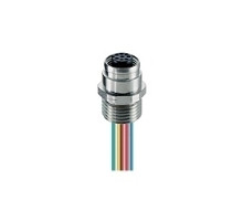 LUMBERG AUTOMATION  600000187  600000187   M12 Micro Receptacle, 4-pole, female for front mounting, 24 and 22 AWG, panel mount thread PG9, 0.5 meter leads.