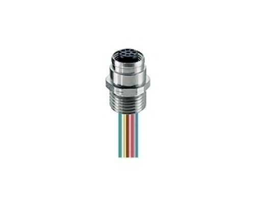 LUMBERG AUTOMATION  600000187  600000187   M12 Micro Receptacle, 4-pole, female for front mounting, 24 and 22 AWG, panel mount thread PG9, 0.5 meter leads.