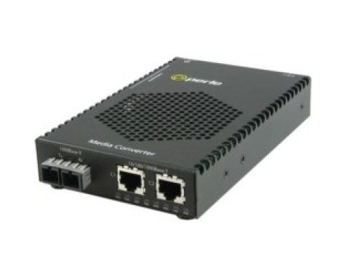 PERLE SYSTEMS 05083124  S-1110DPP-S2SC160 - 10/100/1000BaseT Media and Rate Converter, PoE+ PoEP Power Sourcing: Dual 10/100/1000BASE-T to 1000BASE-EZX 1550 nm single-mode SC , AC USA Power Cord